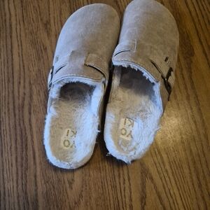 Yoki Beige Faux Fur Mules